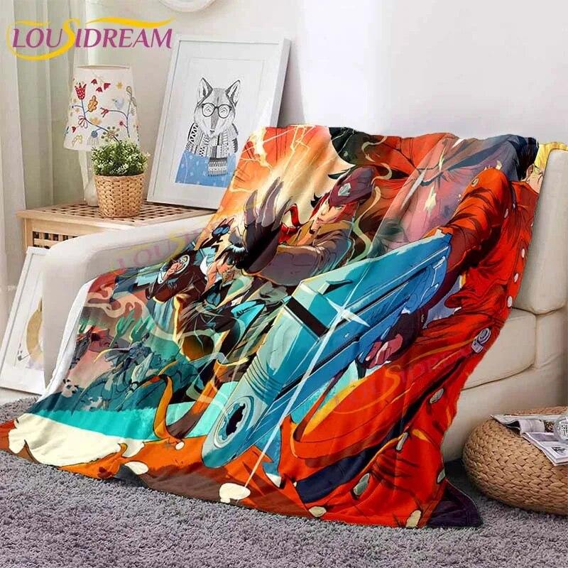 Trigun Flannel Blankets Anime Blankets Vash The Stampede Throw Blanket for Sofa Livingroom Hiking Picnic Blanket Vintage Gift