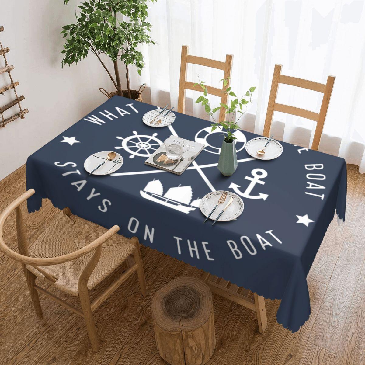 Nautisch Blauwe Ankers Met Strepen Rechthoekig Tafelkleed Waterdicht Tafelkleed Zeilende Zeeman Tafelhoezen 137x183cm