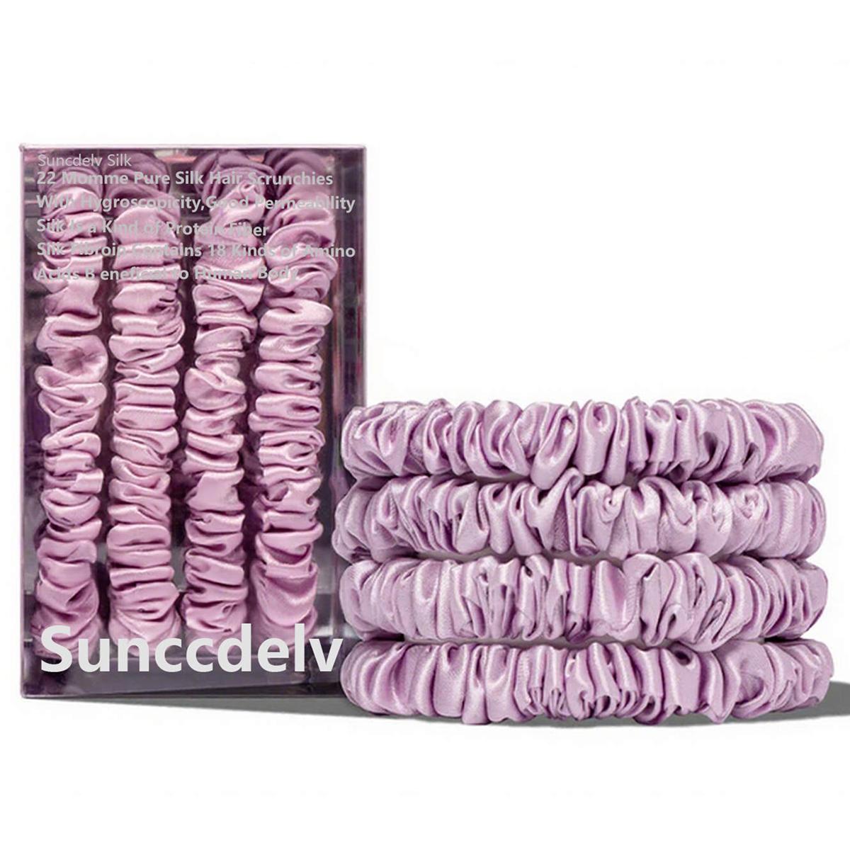 

4 шт. резинки для волос из 100% шелка арбузно-красного цвета, резинки-скранчи, женские аксессуары для волос