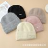 New Blended Knitted Pullover Hat Children's Autumn and Winter Warm Iron Standard Headgear Metal Letter Label Wool Hat