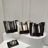 Stylish Colorblock Striped Tote Bag For Women With Spacious Design And Modern Urban Chic