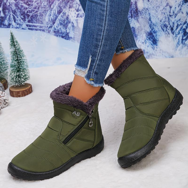 Women's Ankle Booties with Fuzzy Collar Stylish Winter Footwear Comfortable Slip on Design Trendy Short Boots