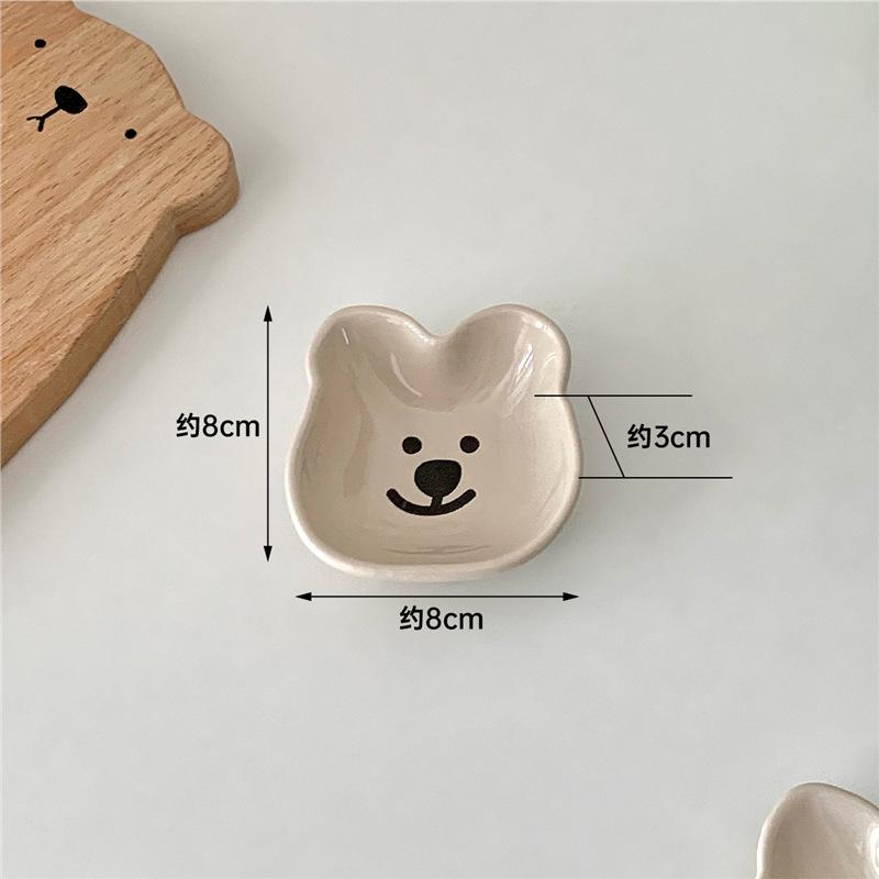 Cartoon Animal Ceramic Taste Plate Creative Cute Bear Puppy Plate Snack Snack Dipping Sauce Vinaigrette Plate