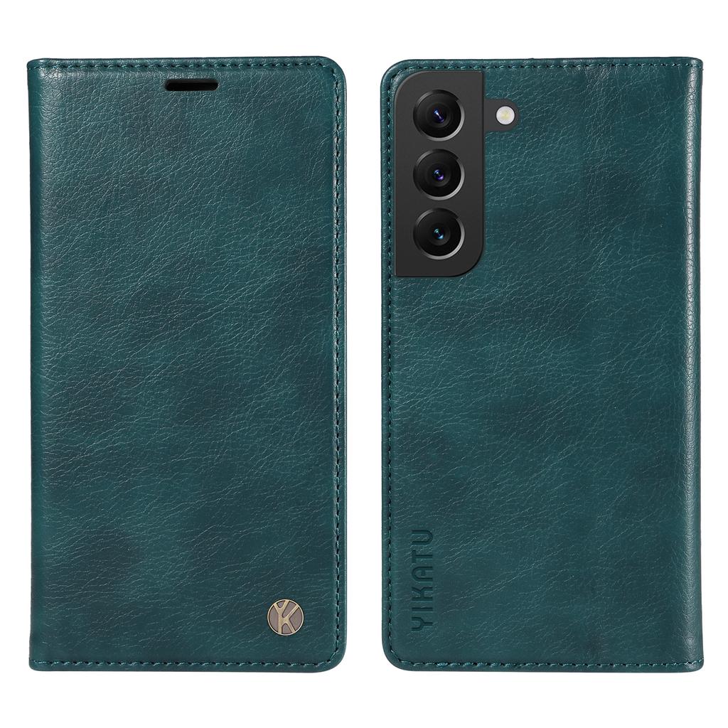 YIKATU YK-006 For Samsung Galaxy S22 5G Magnetic Case Litchi Texture Leather Flip Stand Phone Shell