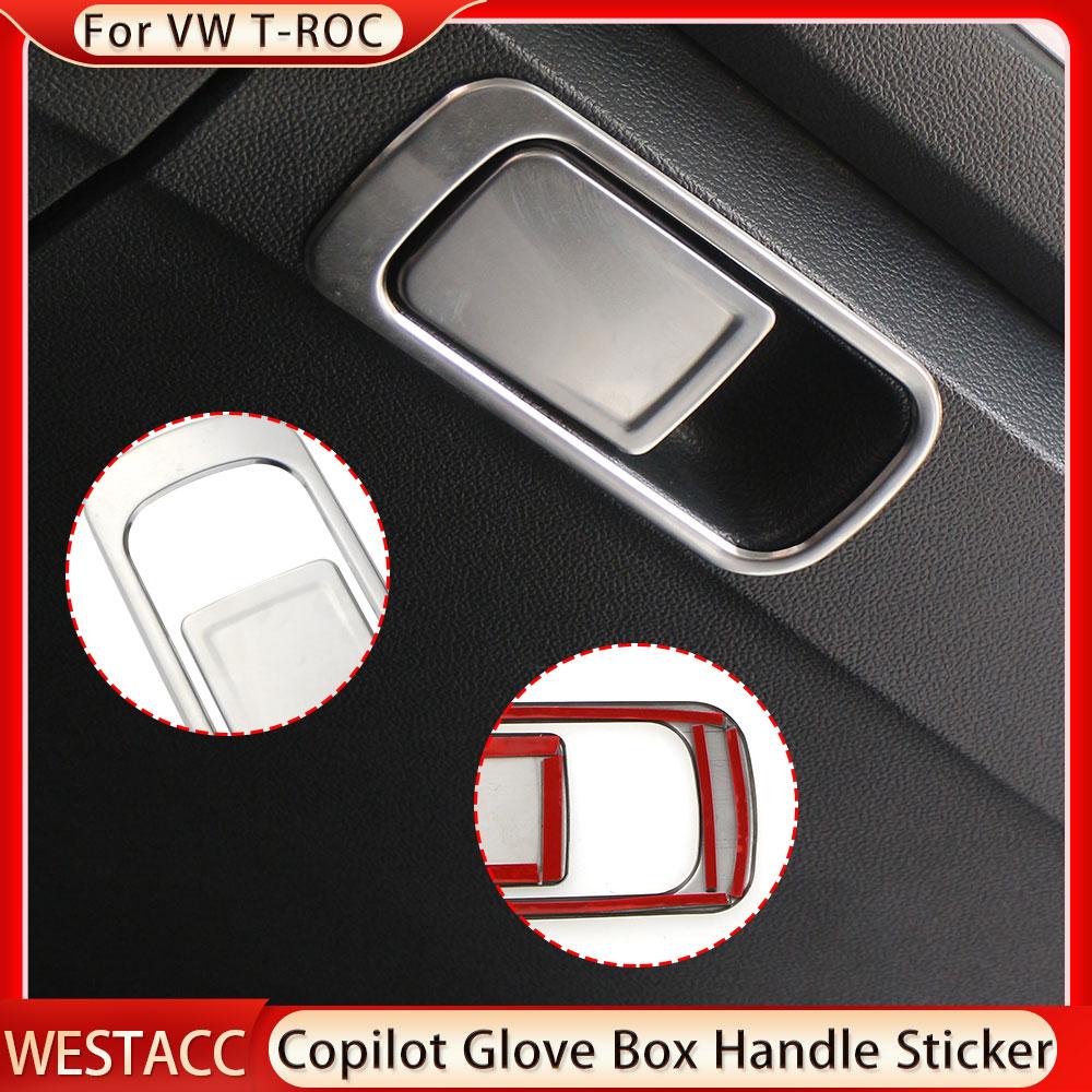 Stainless Steel Car Glove Box Handle Sticker Cover Trim for Volkswagen VW T-ROC Troc 2018    2022
