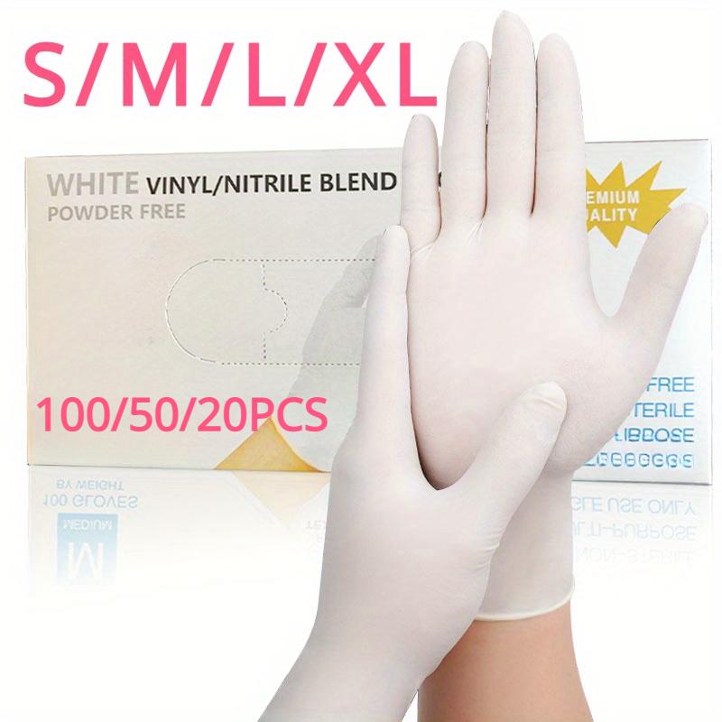 20/50/100PCS White Nitrile Gloves Waterproof Oil-Resistant for Household Cleaning Kitchen Gardening Hair Dyeing And Tattoo