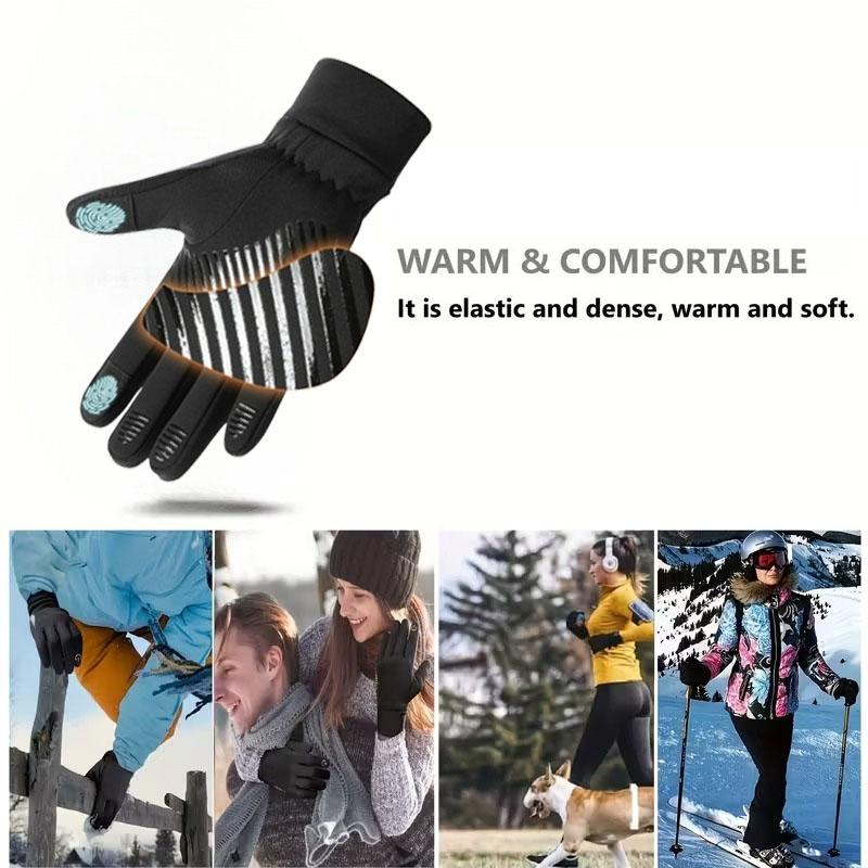 Winter WarmGloves for Men Windproof Waterproof Anti Slip Outdoor Cycling Thick Fleece Lined Touch Screen Gloves for Cold Weather