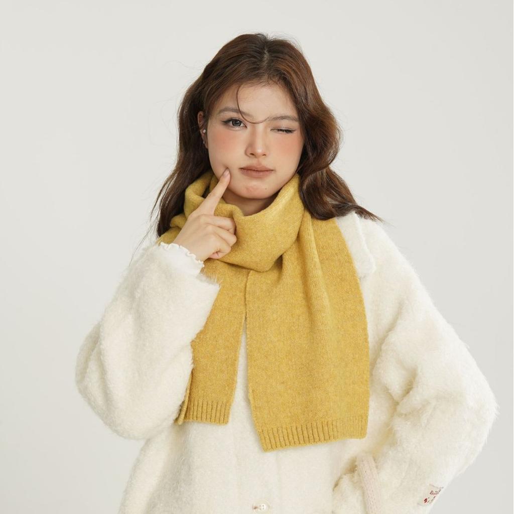 New Winter Women's Wool Blended Scarf Solid Color Knitted Versatile Fashionable Fresh Warm Thickened Scarf