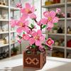 Pink Peach Blossom Potted Plant Building Block Flower Model Puzzle Toys Sets New Year Christmas Birthday Gifts