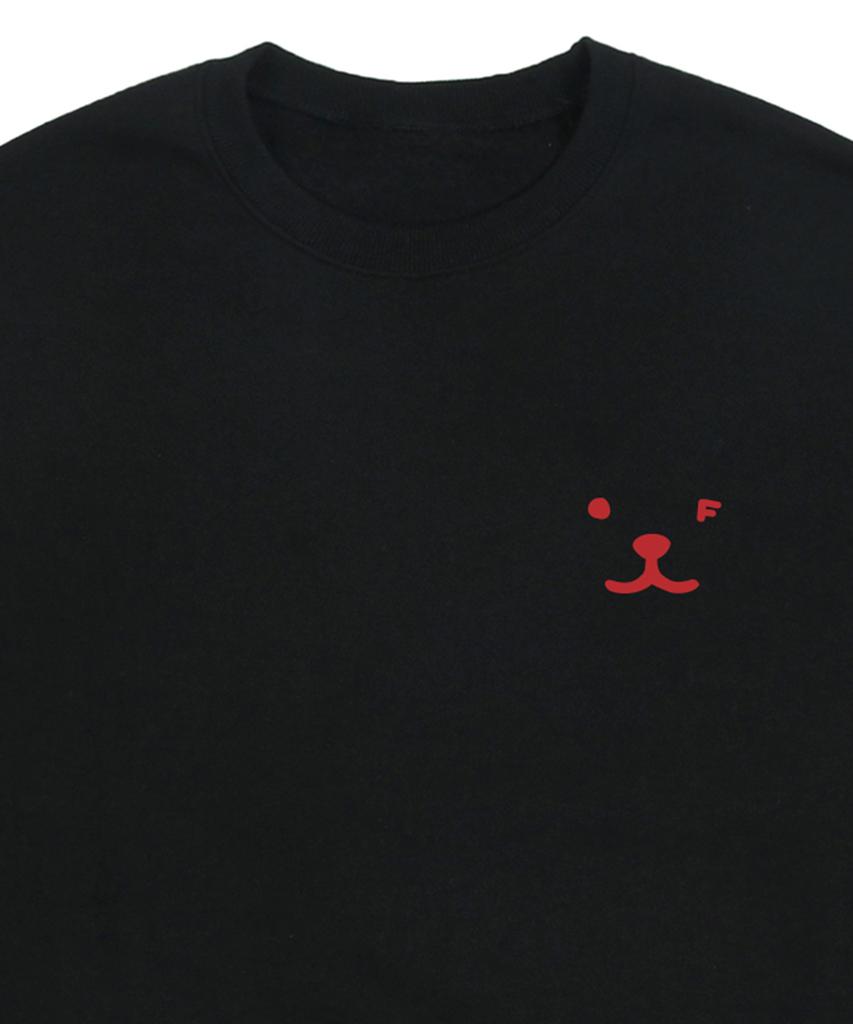 GRAVER [Unisex] Puppy Face Small Drawing Smile Sweatshirt_Black/Red Logo