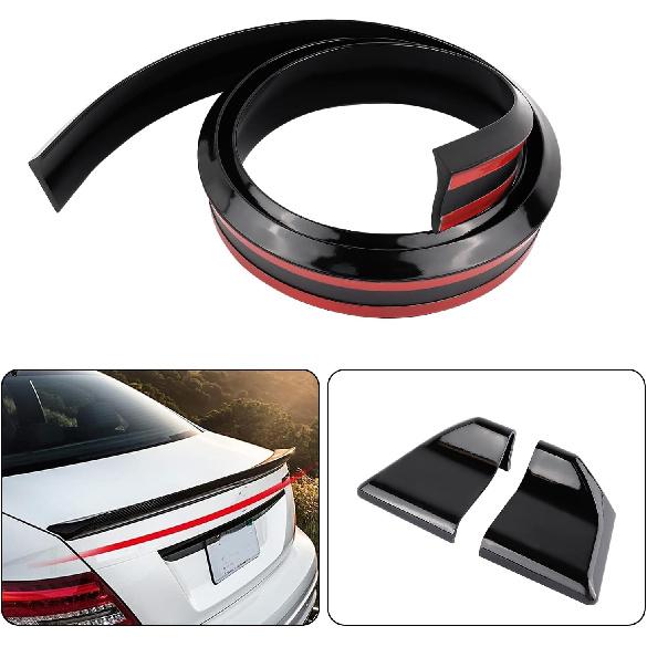 4.9Ft Spoilers For Cars - 3D Glossy Rear Spoiler Wing For Car Decorations - Universal Punch-Free Rubber Trunk Spoiler Lip Fits Car Exterior