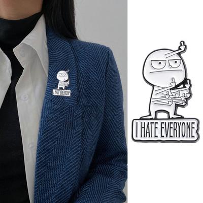 Broșă de desene animate unisex Dispise I Hate Everyone Pin pentru degetul mijlociu Kit de bricolaj Interactiv Mood Expressing Pin Bărbați, femei, haine, geantă, broșă