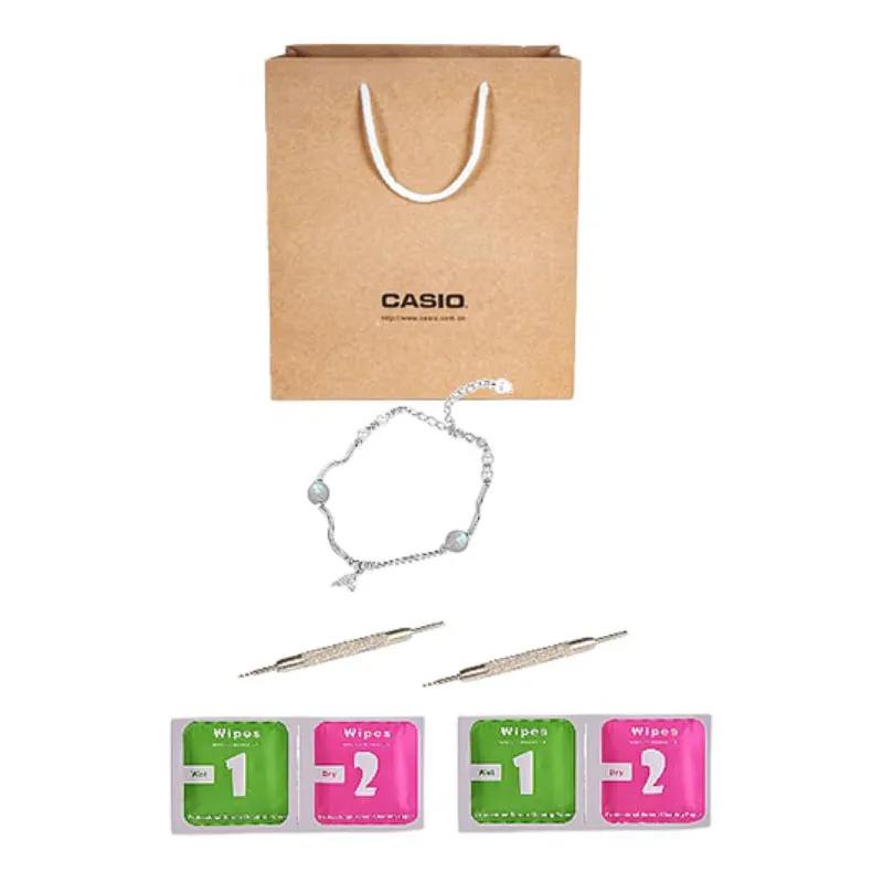 CASIO Exquisite Small Square Quartz Movement Watch Women's Watch Silver Dial (Unisex) Japanese Korean Watches LTP V009D 2E