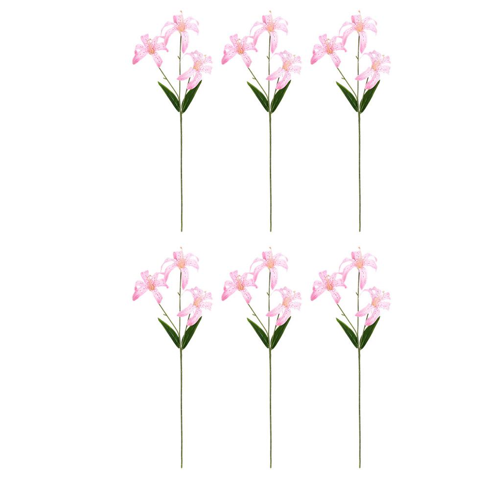 Artificial Lily Bouquet 6pcs with 3 Heads Each for Wedding Decorations and Elegant Home Office or Dining Table Arrangements