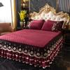 Winter Crystal Velvet Single-piece Padded Lace Bed Skirt Thickened Thermal Mattress Cover Mattress Cover Non-slip Bed Cover Pad