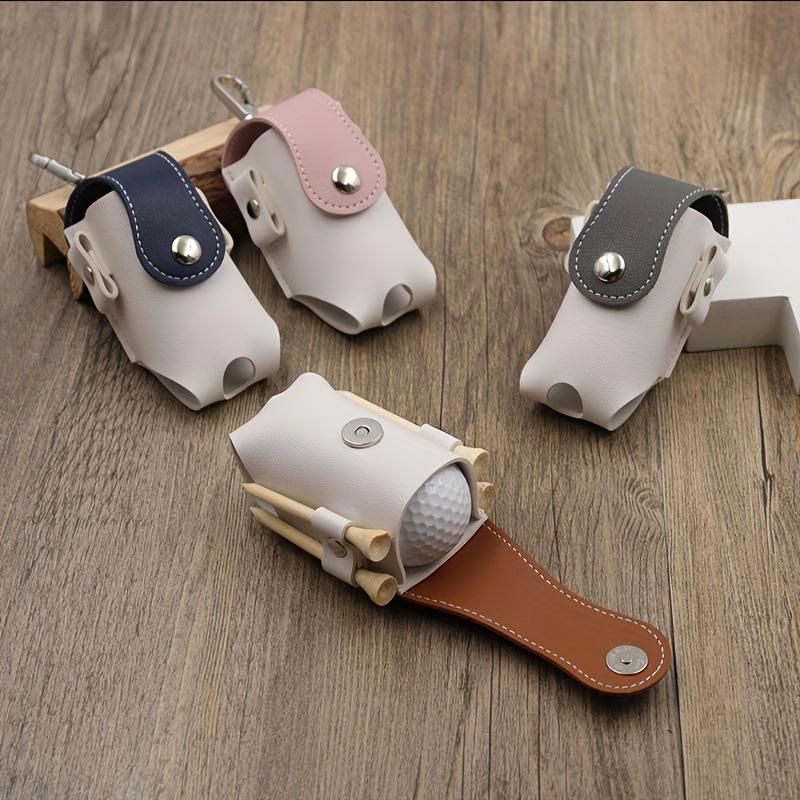 Portable PU Leather Patchwork Golf Ball & Tee Waist Bag