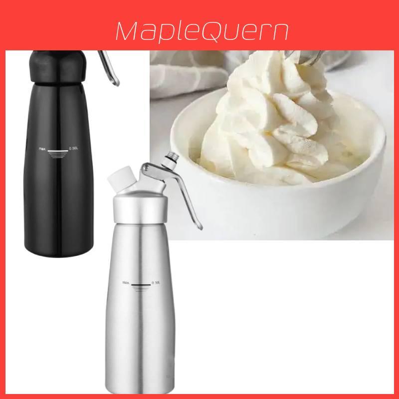 Bottiglia sifone per panna montata in acciaio inox di alta qualità, ideale per decorare e guarnire il caffè, disponibile nei formati da 500 ml e 1000 ml.