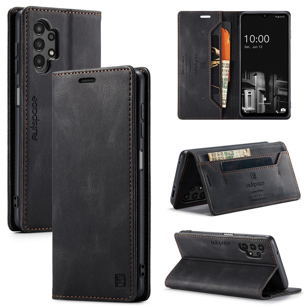 Premium Vintage Leather Wallet Case for Samsung Galaxy A14 4G/5G - RFID Protection Flip Cover with Card Slots, Shockproof Retro Style (4 Colors)