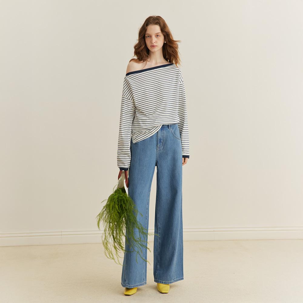 Waiwaiaiem Yy_Shoulder Striped Long Top