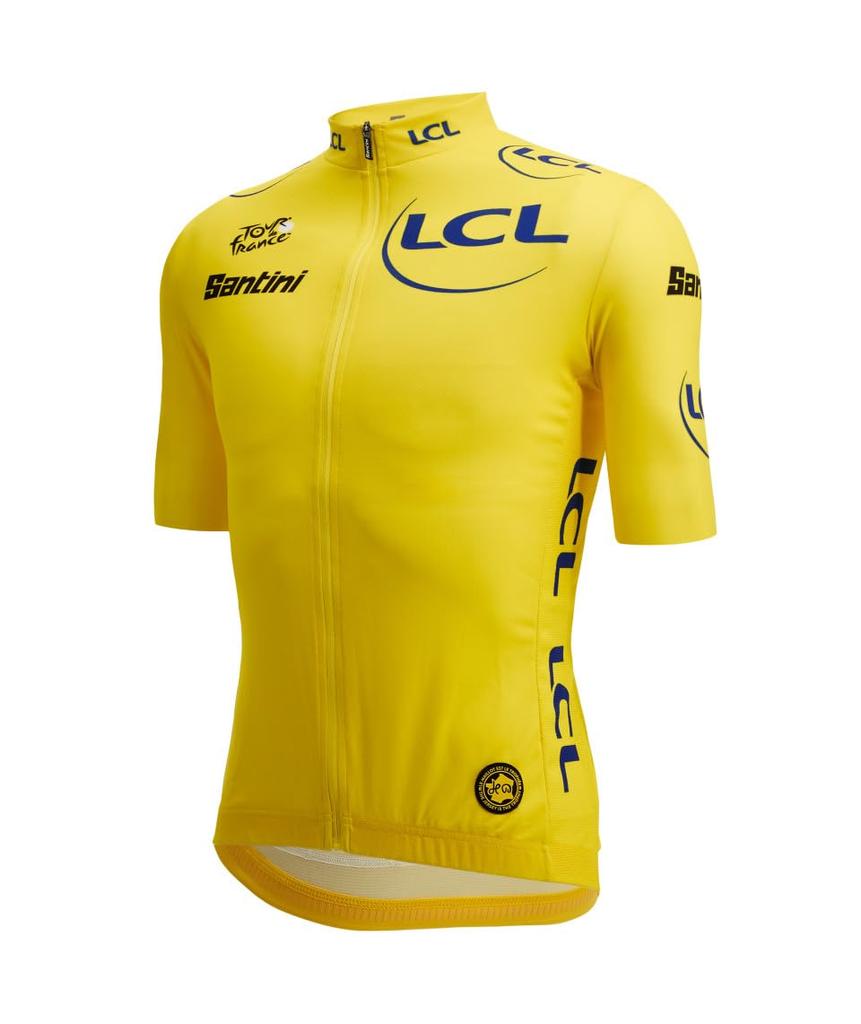 Santini Cycling Jersey, Tour De France - Men's Overall Leader Jersey, Fun Line, Size L