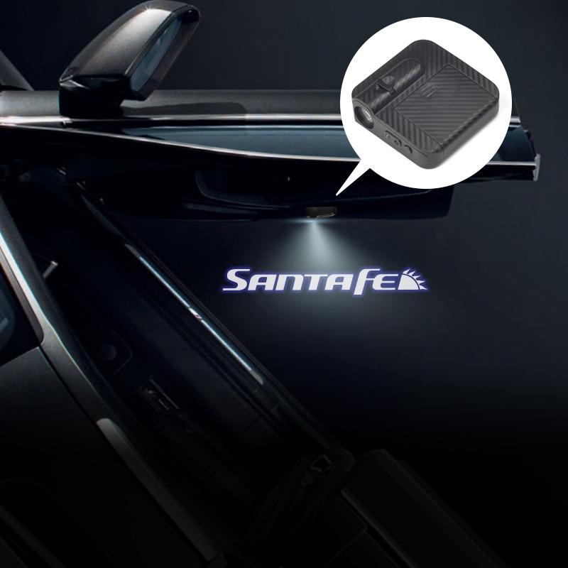 2Pcs LED Car NDSX3 Door SantaFe Emblem Light Welcome Lamp Wireless Projector For Santa Fe