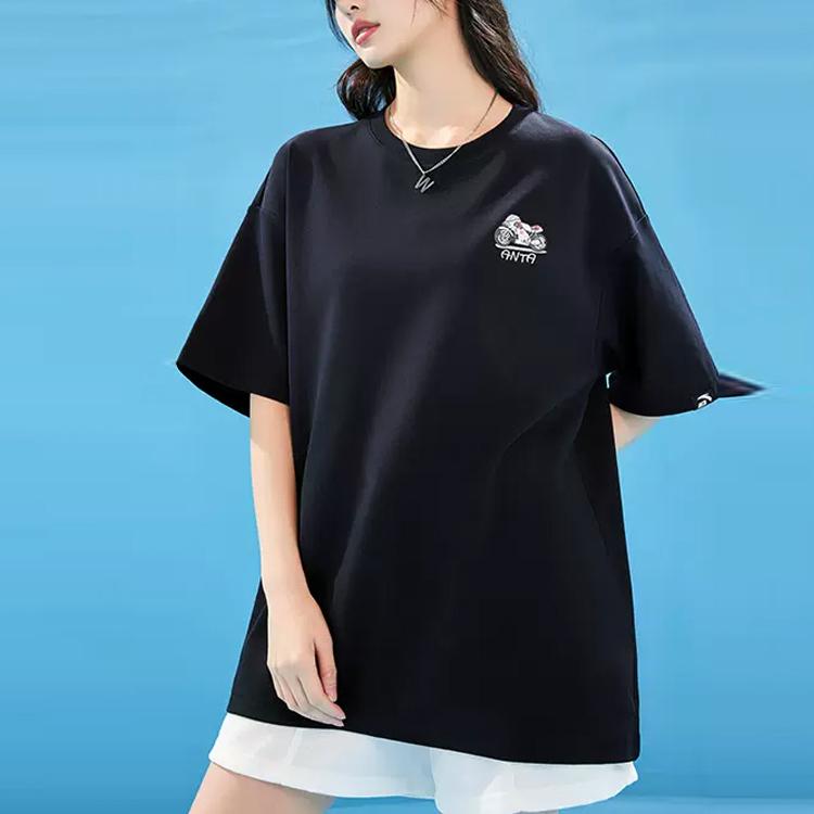 Anta Lifestyle Series Printed Letter Pullover Short Sleeve T-Shirt Unisex Tops Black 952328111-6