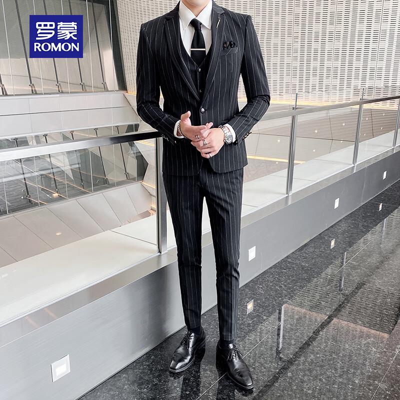 ROMON Men's Slim-Fit Business Formal Suit