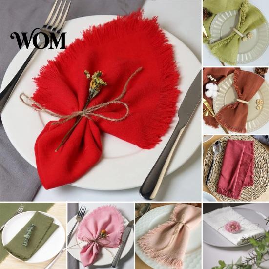 Soft Fringed Napkins Boho Linen Napkin, 18 Inch Washable Fabric Rustic Farmhouse Napkin for Dining Table Home Wedding Bridal Shower