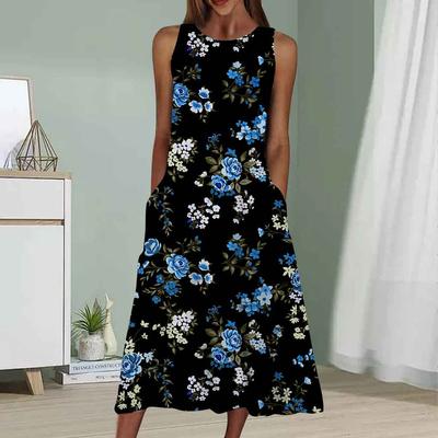 Robe d'été sexy sans manches, douce et décontractée, imprimé fée bleue 3D, robe sans manches à bretelles