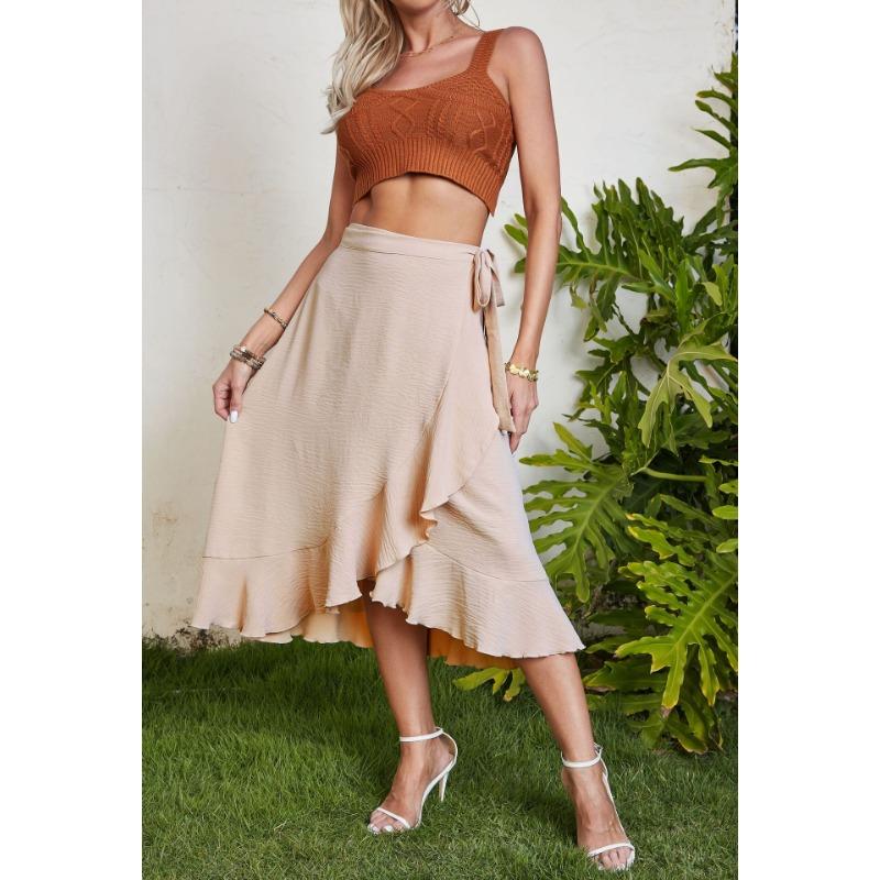 Summer fashion new all-match women's skirt, one-piece lace-up irregular ladies elegant skirt