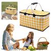 30L Camping Picnic Basket Waterproof Foil Folding Cooler Bag Keep Fresh Lunch Box Basket Food Carrier for Camping Picnic Travel
