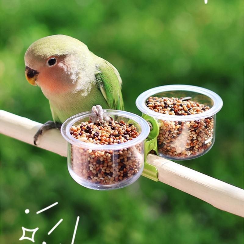 Bridge Feeding Cup Toy with Clip for Bird Parrots Parakeets Cockatiel Conure Pet Bird Feeder Cup Bowl