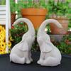 Pair of Elephant Sculpture Resin Statue Love Elephant Designs Figurine Statues for Patio and Indoor Desk Decoration