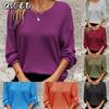 Women's Fashion Casual Solid Color Print Long Sleeve O-Neck Blouses & Shirts