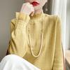 Spring Wool Women's Knitwear High Neck Fashion Pullover Top Bottom  Sweater