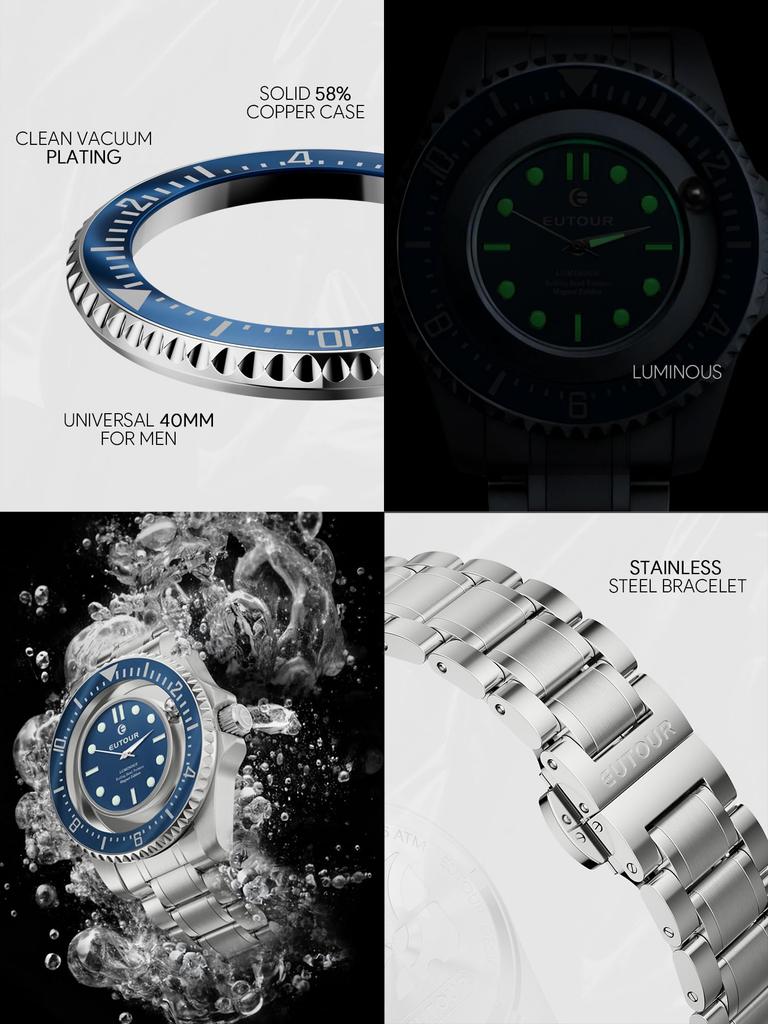 EUTOUR Magnetic Watch Men's Watch with Magnetic Balls and Hands Design Cool Simple Casual Quartz Watch 40mm Luminous Dial 20mm Adjustable Stainless