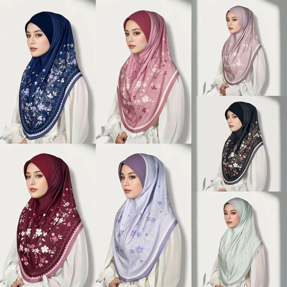 Breathable Printed Arab Lady Headscarf Adjustable Hijab Head Wrap Women