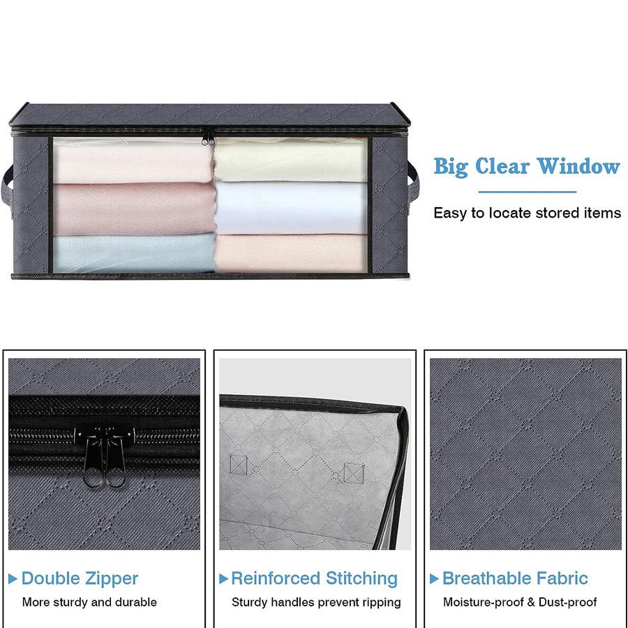 Ovävt tyg Underbädds Quiltförvaringsväska – Dammfri, Fuktsäker, Vikbar Organizerlåda för Kläder.