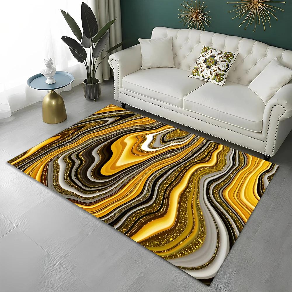 3D Colour Splendid Gold Nordic Marble Carpet Rug for Home Living Room Bedroom Sofa Doormat Decor,kid Area Rug Non-slip Floor Mat