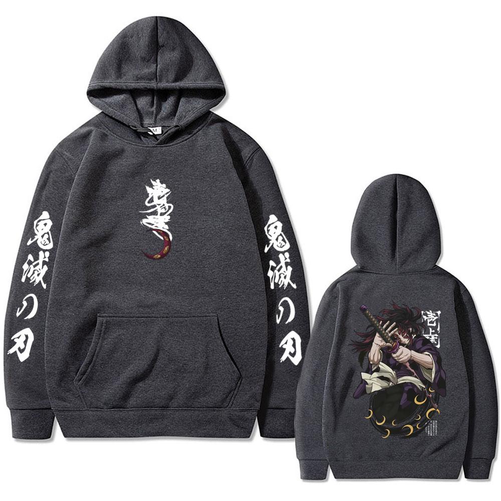 Anime Demon Slayer Kokushibo Graphic Hoodie Men Women Clothing Cartoon Fashion Oversized Pullover Men's Vintage Hoodies