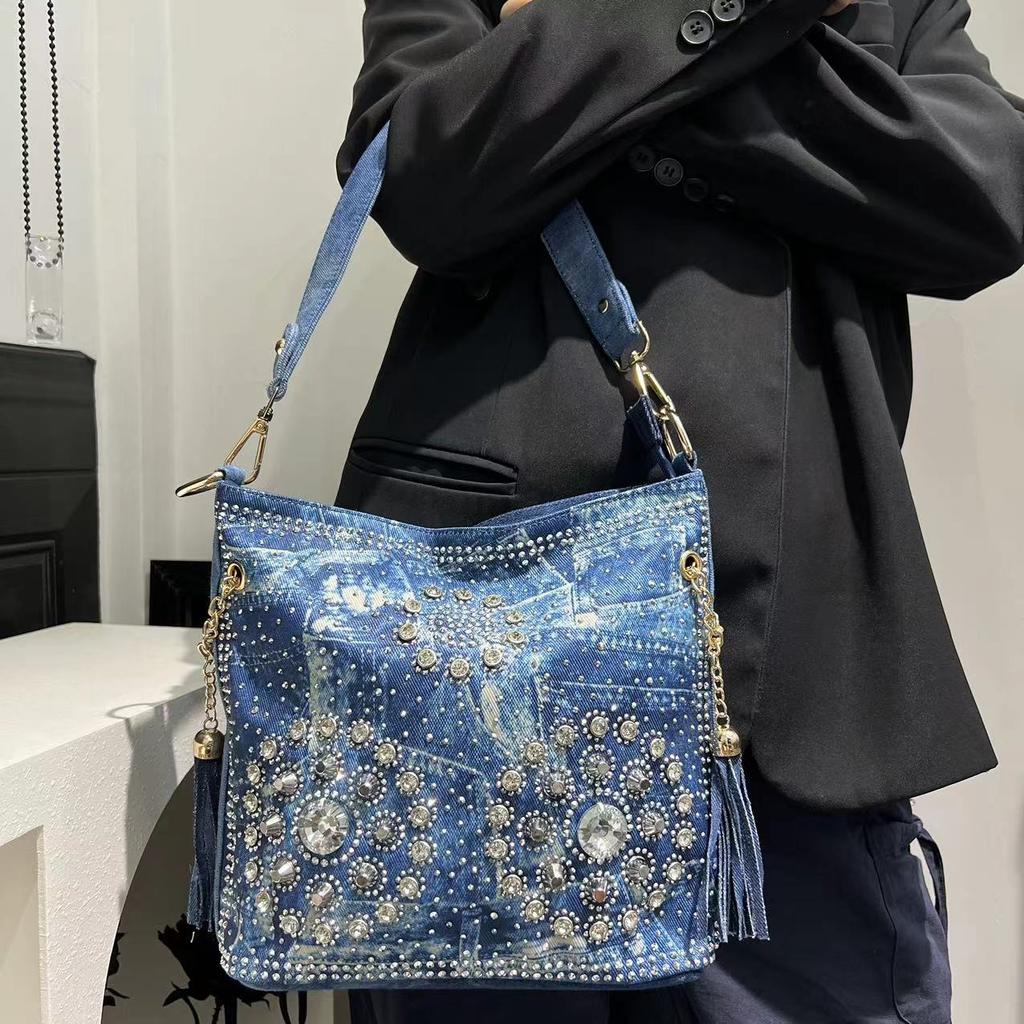 Women'S Diamond Trend Denim Shoulder Crossbody Handbag