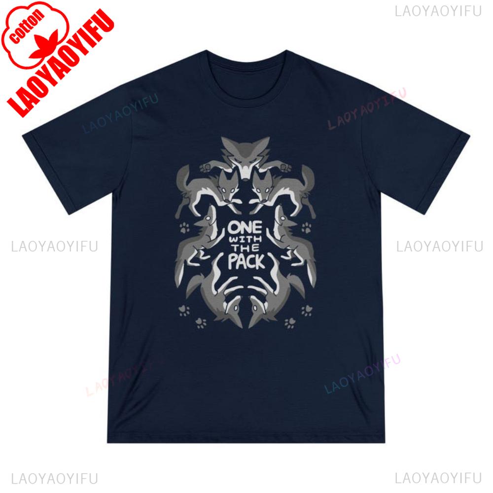 One with The Pack Wolf Shirt Creative Wolf Tshirt Modern and Trendy Unisex Tshirt Men Women Fashion Crewneck Cotton Tee Tops S