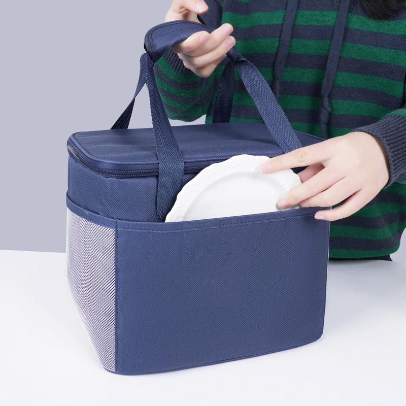 Insulated Solid Color Lunch Bag for Office, Travel, and Picnics