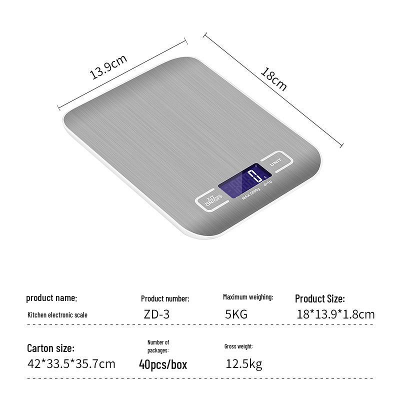 

Кухонные весы Zhengda из нержавеющей стали: Многофункциональные электронные весы для выпечки и приготовления пищи