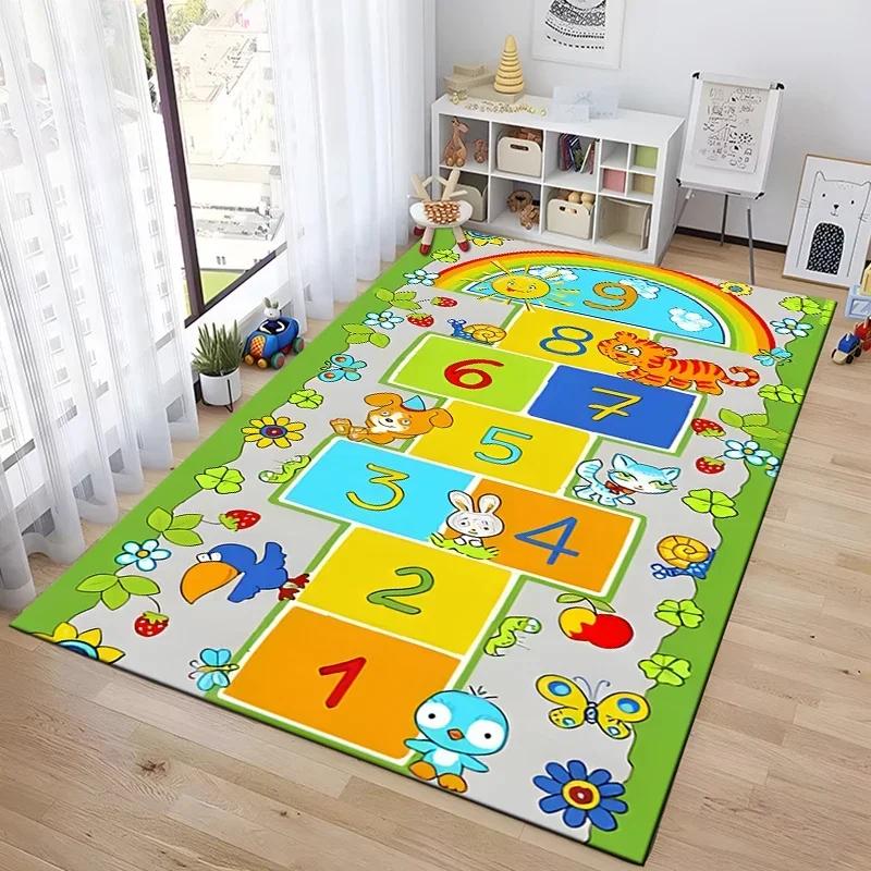Spielmatte Hüpfburg Indoor Cartoon Eltern-Kind-Spiel Dekoration Teppich Schlafzimmer Nachttisch Kinderspiel Zahlen Spielzimmer Dekoration