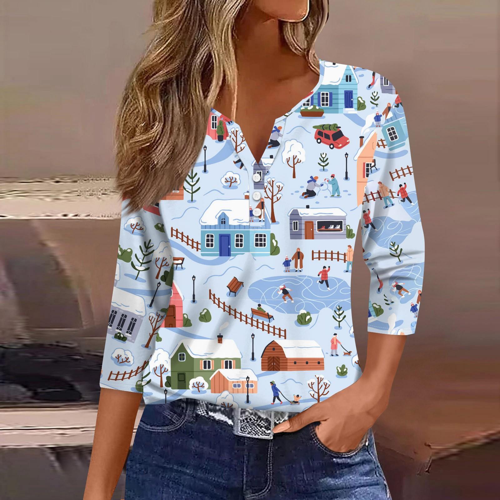 

Женский модный и повседневный свитер с рукавом семь четвертей и принтом ко Дню святого Валентина XL небесно-голубой