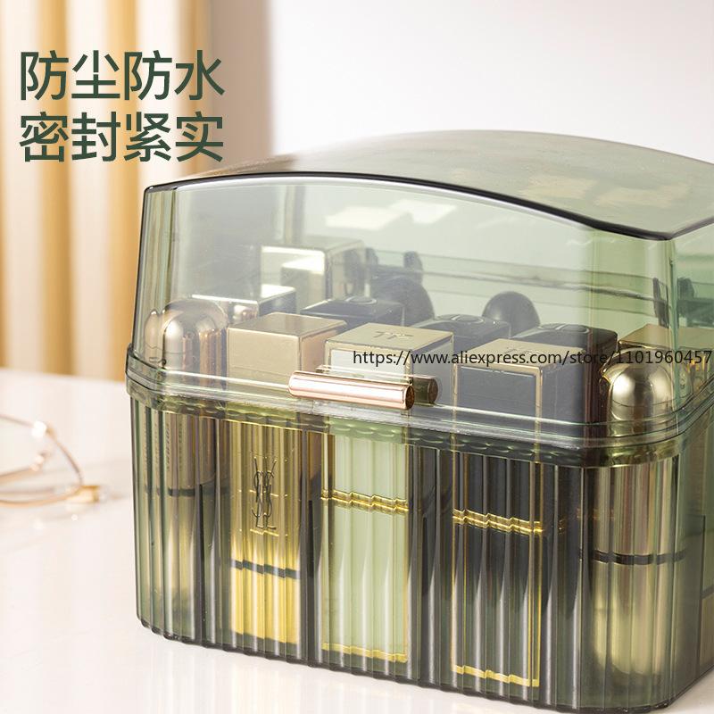 Light Luxury Transparent Makeup Organizer Dustproof Desktop Lipstick Case Portable Display Rack for Home