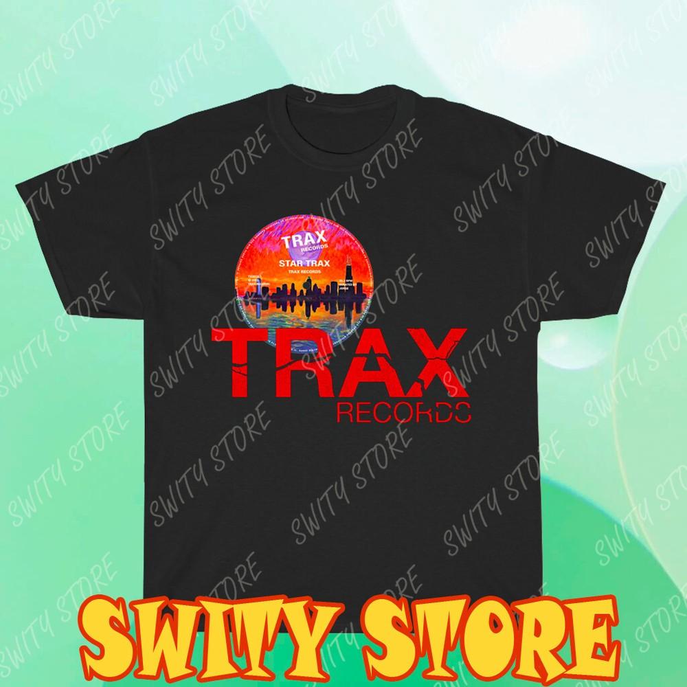 

Trax Records Label Logo Men s Black T-shirt Logo T-Shirt Funny Size S to 5XL L