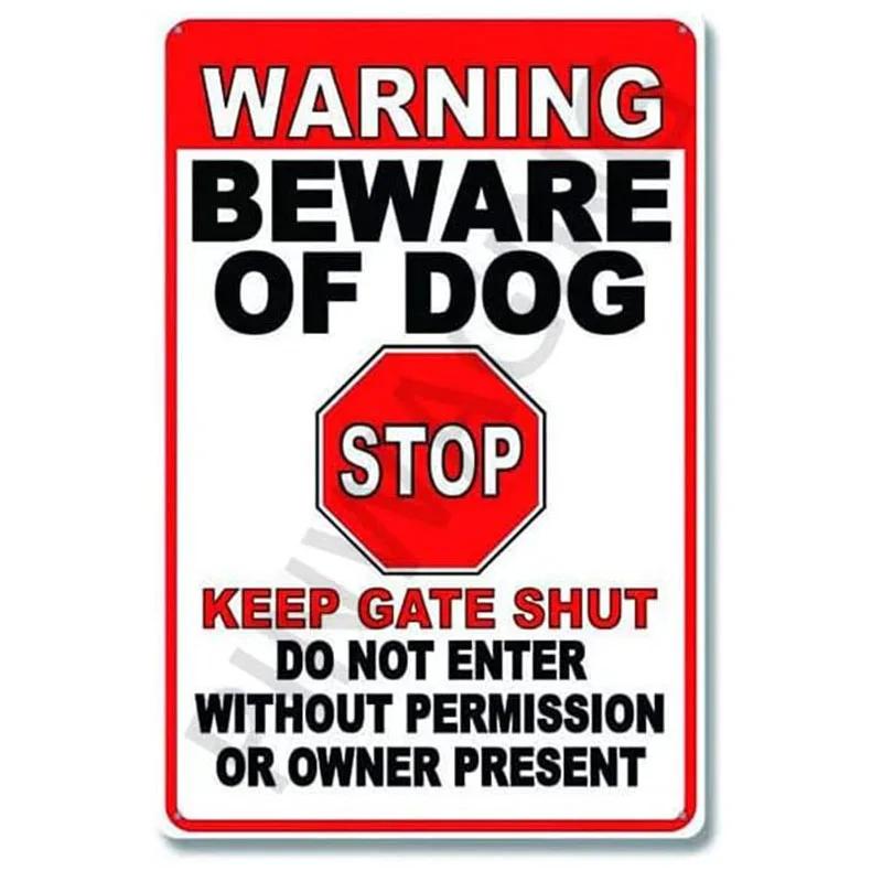 Uwaga na psy Metalowe znaki Plakaty ścienne Tabliczka Znak ostrzegawczy Dekoracja Vintage Malarstwo żelazne do domu Kawiarni Ogrodu Klubu Baru