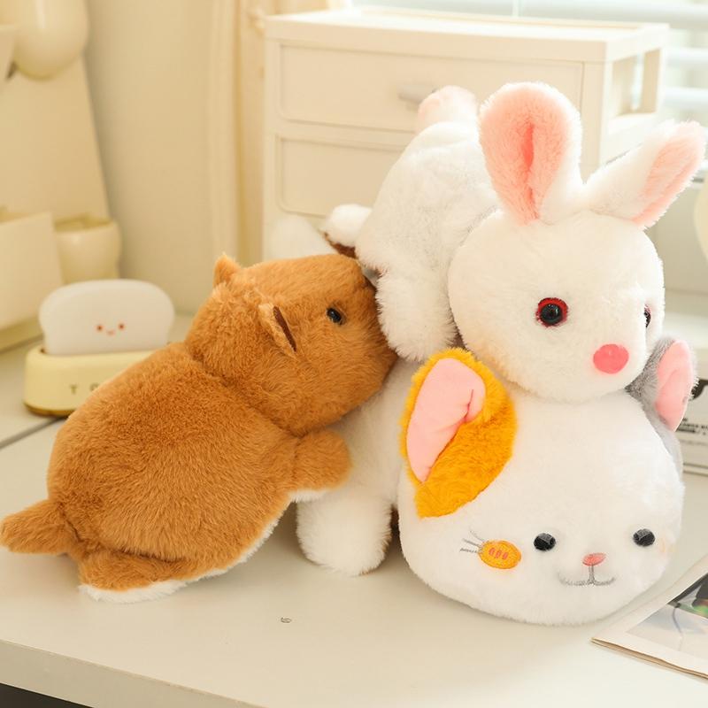 25/35cm Cute Carton Capybara Panda Reversible Squirrel Kitten Plush Toy Soft Stuffed Animal Dolls Pillow Creative Gifts for Kids